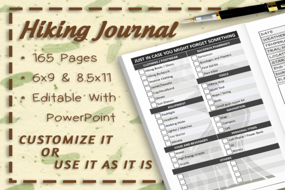 Download Hiking Journal 165 Pages No Bleed - No bleed Collection