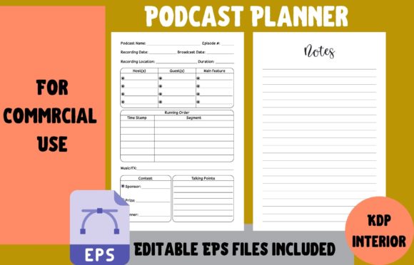 Download Podcast Planner Interior for KDP - Podcast planner Collection