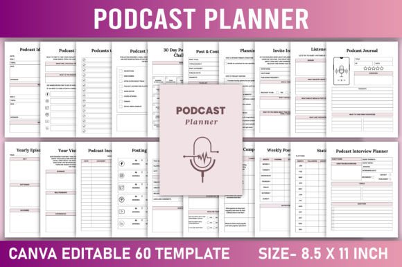 Download Editable Podcast Planner Canva Template - Podcast planner Collection