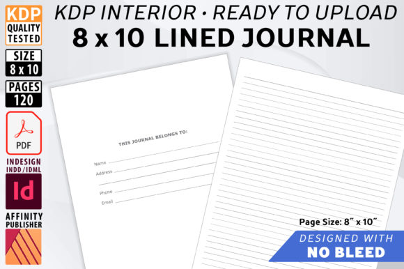Download 8 X 10 Lined Journal - NO BLEED - No bleed Collection