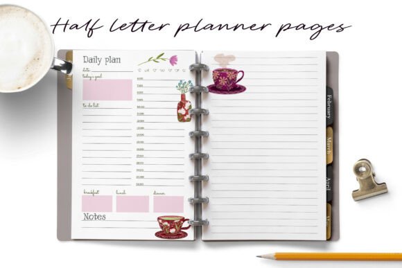 Download Chic Floral Teacup Half Letter Planners - Premium Resources