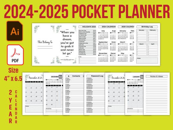 Download 2024-2025 Pocket Planner 2 Years Planner - 2 years Collection