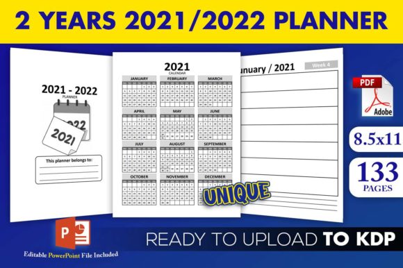 Download 2 Years 2021 / 2022 Planner KDP Interior - 2 years Collection
