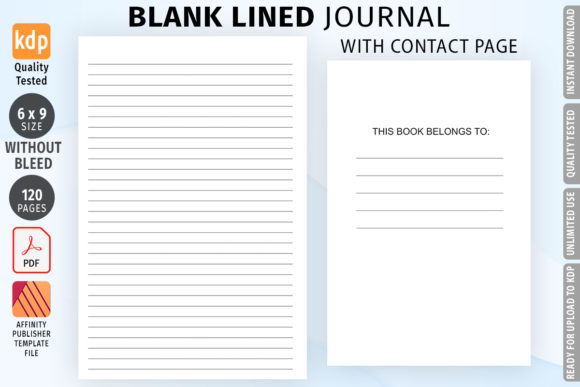 Download 6 X 9 Lined Journal - NO BLEED - No bleed Collection