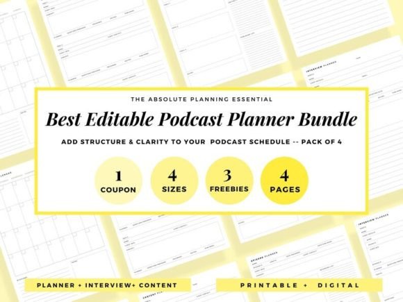 Download Podcast Planner, Editable Podcast Templa - Podcast planner Collection