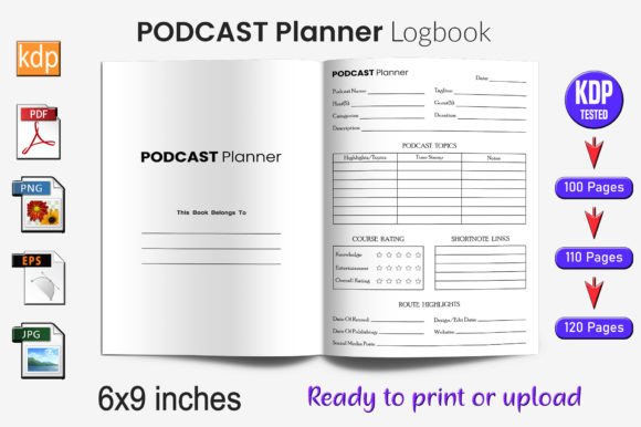 Download PODCAST Planner Log Book | KDP Interior - Podcast planner Collection