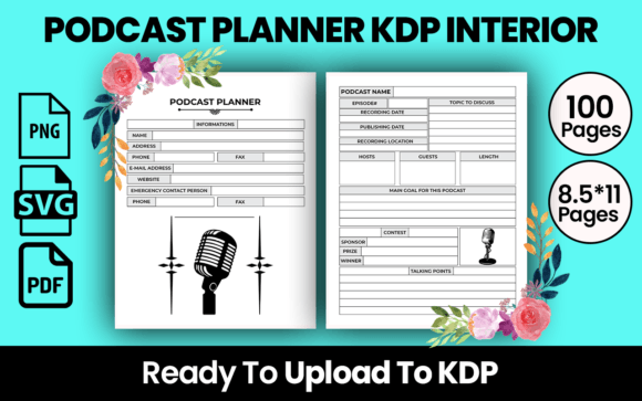 Download PODCAST PLANNER KDP INTERIOR - Podcast planner Collection